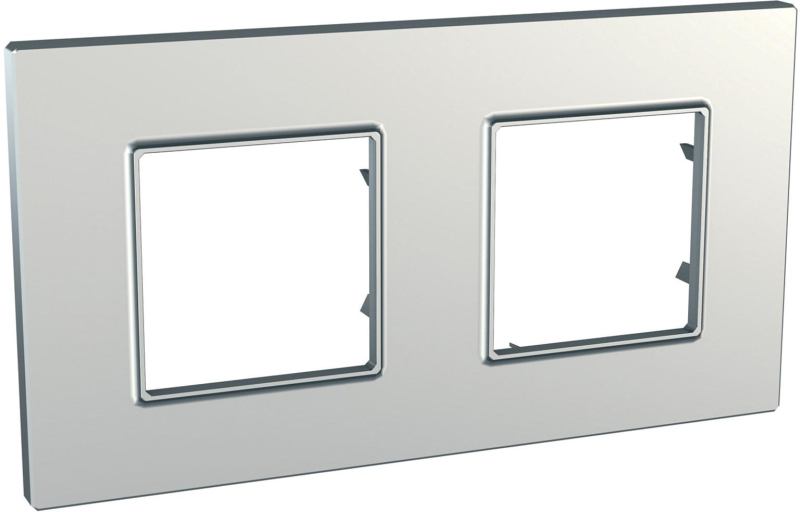 Рамка Unica Quadro двухместная (серебро) Рамка Unica Quadro двухместная (серебро)