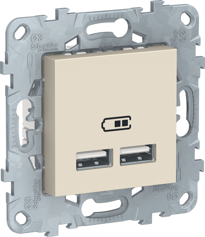 Розетка USB Unica New 2-местная (бежевый) Розетка USB Unica New 2-местная (бежевый)