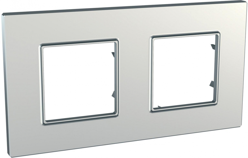 Рамка Unica Quadro двухместная (серебро) Рамка Unica Quadro двухместная (серебро)