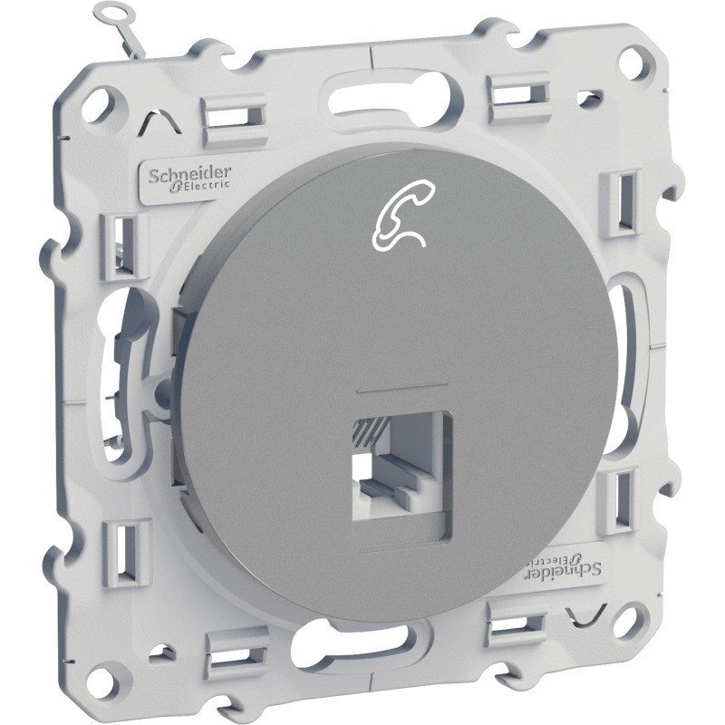 Розетка телефонная Odace RJ12 6 контактов (Алюминий) Розетка телефонная Odace RJ12 6 контактов (Алюминий)