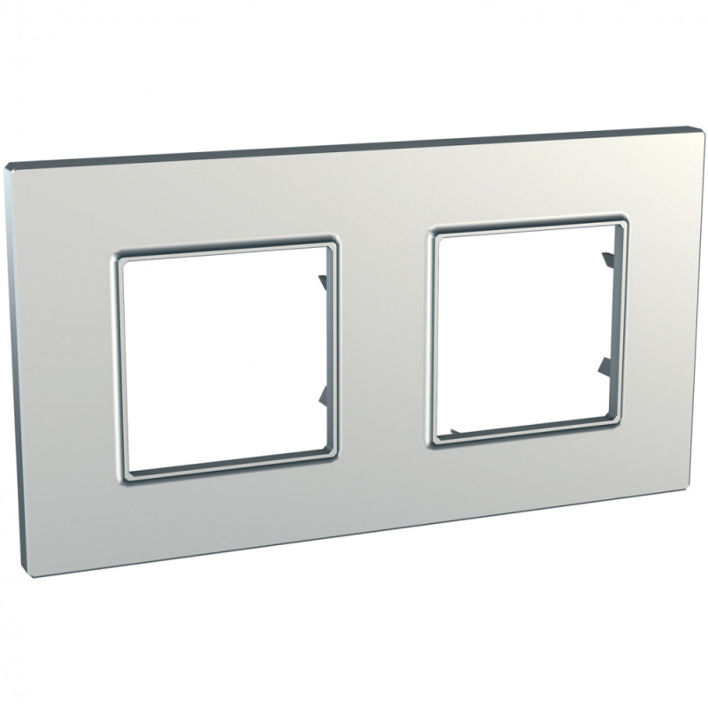 Рамка Unica Quadro двухместная (серебро) Рамка Unica Quadro двухместная (серебро)