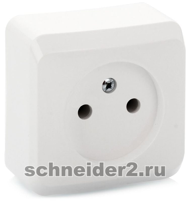 Розетка электрическая без заземления со шторками Schneider Этюд (белый)