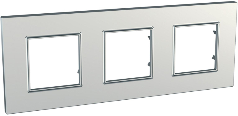 Рамка Unica Quadro трехместная (серебро) Рамка Unica Quadro трехместная (серебро)