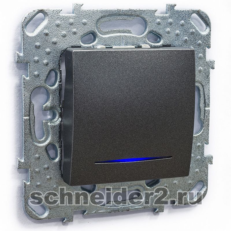 Одноклавишный кнопочный выключатель Unica с подсветкой (графит)