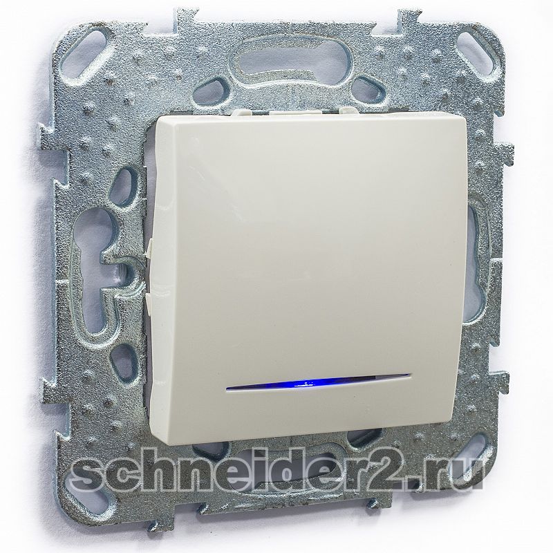 Выключатель одноклавишный кнопочный с подсветкой Schneider Electric Unica