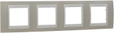 Рамки Unica Хамелеон, горизонтальная 4 поста - песчаная с бежевой вставкой