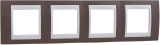 Рамки Unica Хамелеон, горизонтальная 4 поста - лиловая с белой вставкой