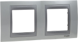 Рамка Unica Топ, горизонтальная 2 поста - нордик с алюминиевой вставкой