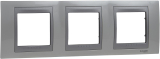 Рамка Unica Топ, горизонтальная 3 поста - нордик с алюминиевой вставкой