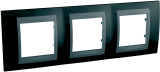 Рамка Unica Топ, горизонтальная 3 поста - родий с вставкой графит