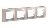 Рамка Unica Топ, горизонтальная 4 поста - оникс с алюминиевой вставкой
