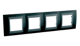 Рамка Unica Топ, горизонтальная 4 поста - родий с вставкой графит