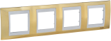 Рамки Unica Chameleon, горизонтальная 4 поста - золото с бежевой вставкой