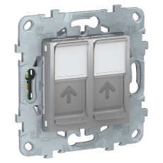 Розетка компьютерная Unica New RJ45 двойная кат.5E (алюминий) Розетка компьютерная Unica New RJ45 двойная кат.5E (алюминий)