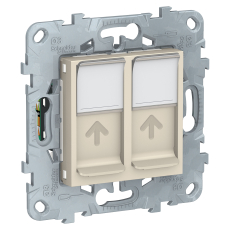 Розетка компьютерная Unica New RJ45 двойная кат.5E (бежевый) Розетка компьютерная Unica New RJ45 двойная кат.5E (бежевый)