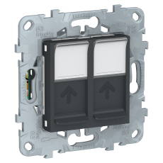 Розетка компьютерная Unica New RJ45 двойная кат.5E (антрацит) Розетка компьютерная Unica New RJ45 двойная кат.5E (антрацит)