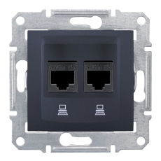 Компьютерная розетка Sedna (RJ45) двойная, 5e, неэкранированная UTP (графит) Компьютерная розетка Sedna (RJ45) двойная, 5e, неэкранированная UTP (графит)